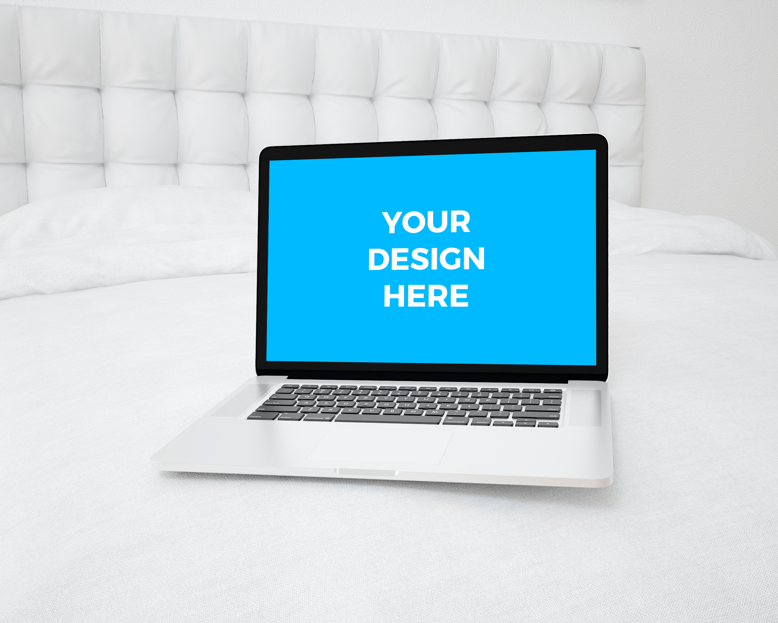 Download Free MacBook Pro on the bed Mockup generator | Smartmockups