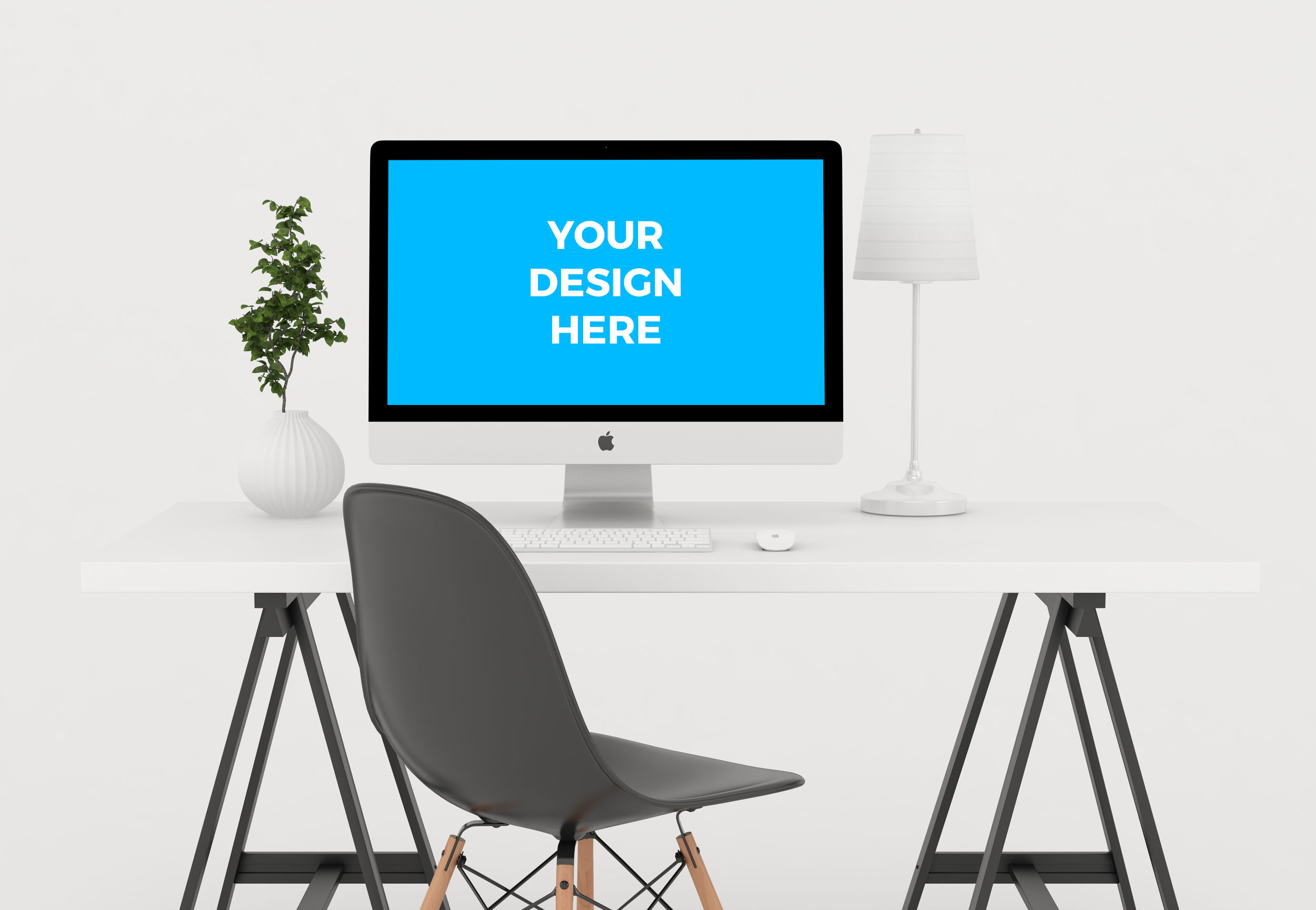 Download Free iMac on the white table Mockup generator | Smartmockups