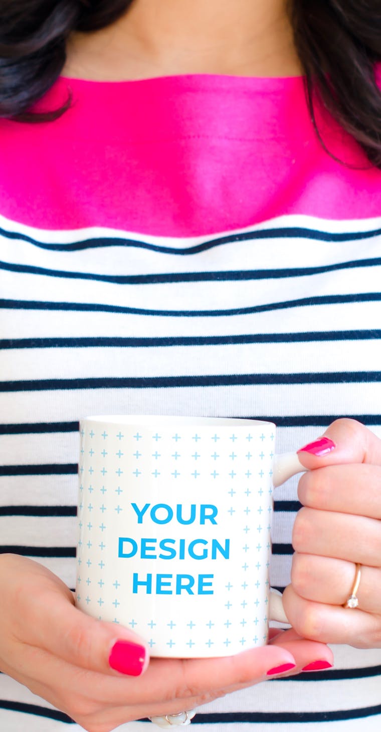 Download Free Ceramic mug full of coffee on the wooden table Mockup generator | Smartmockups
