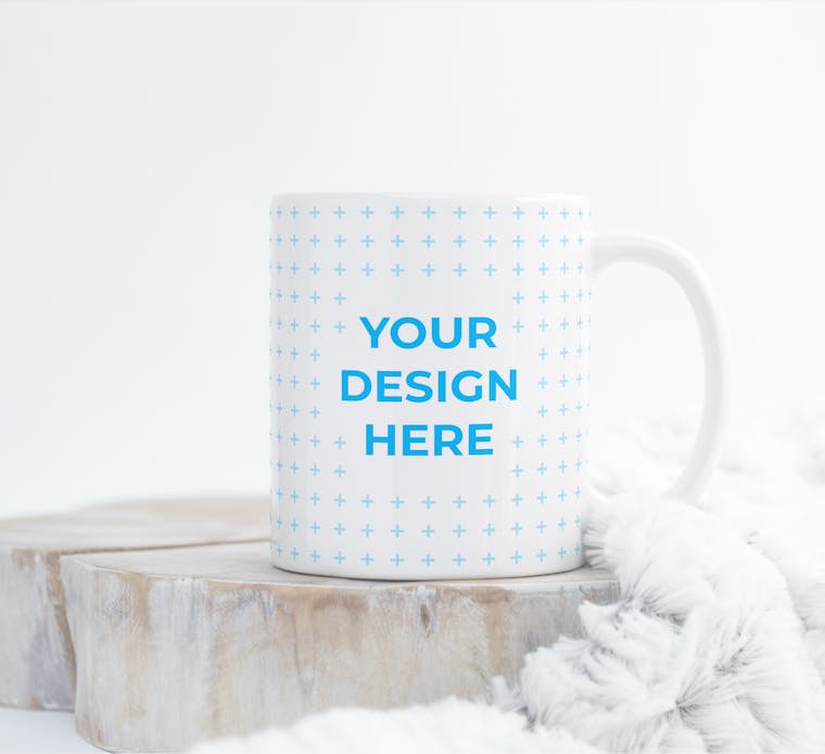 Download Free Ceramic mug full of coffee on the wooden table Mockup generator | Smartmockups