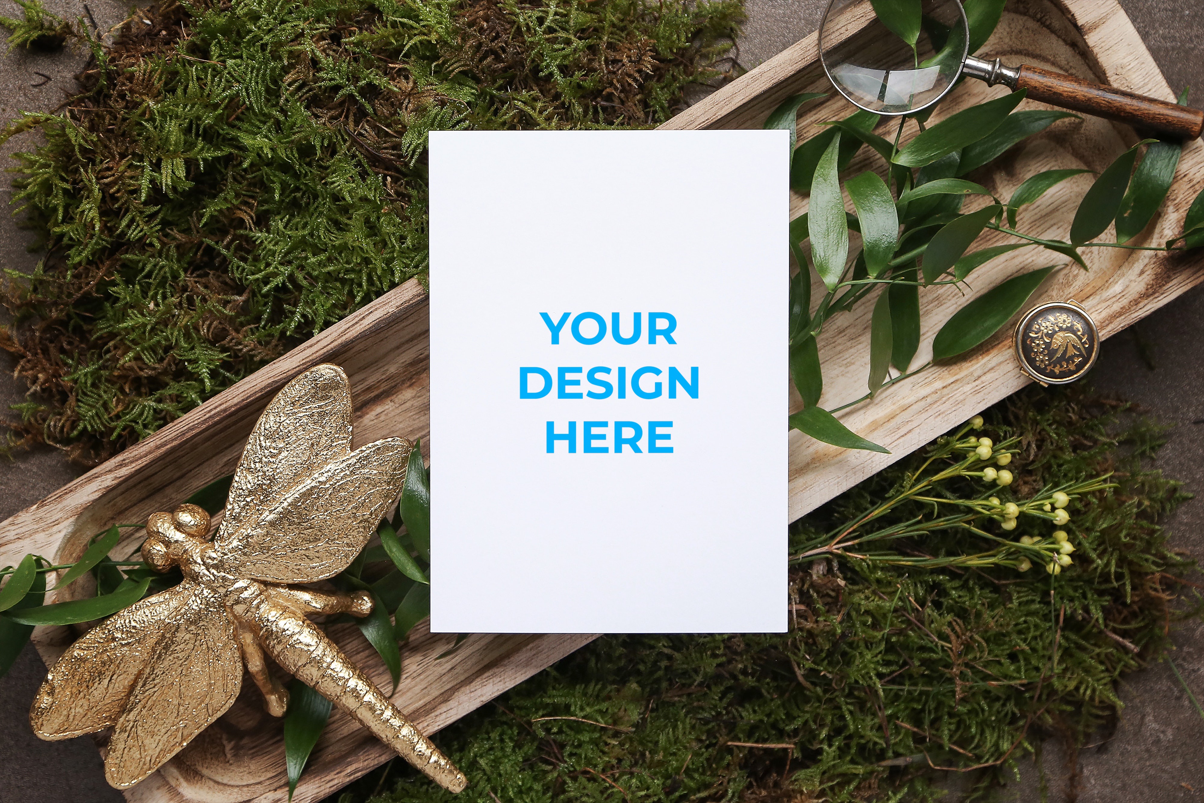 Free Wedding greeting card on the plate Mockup generator