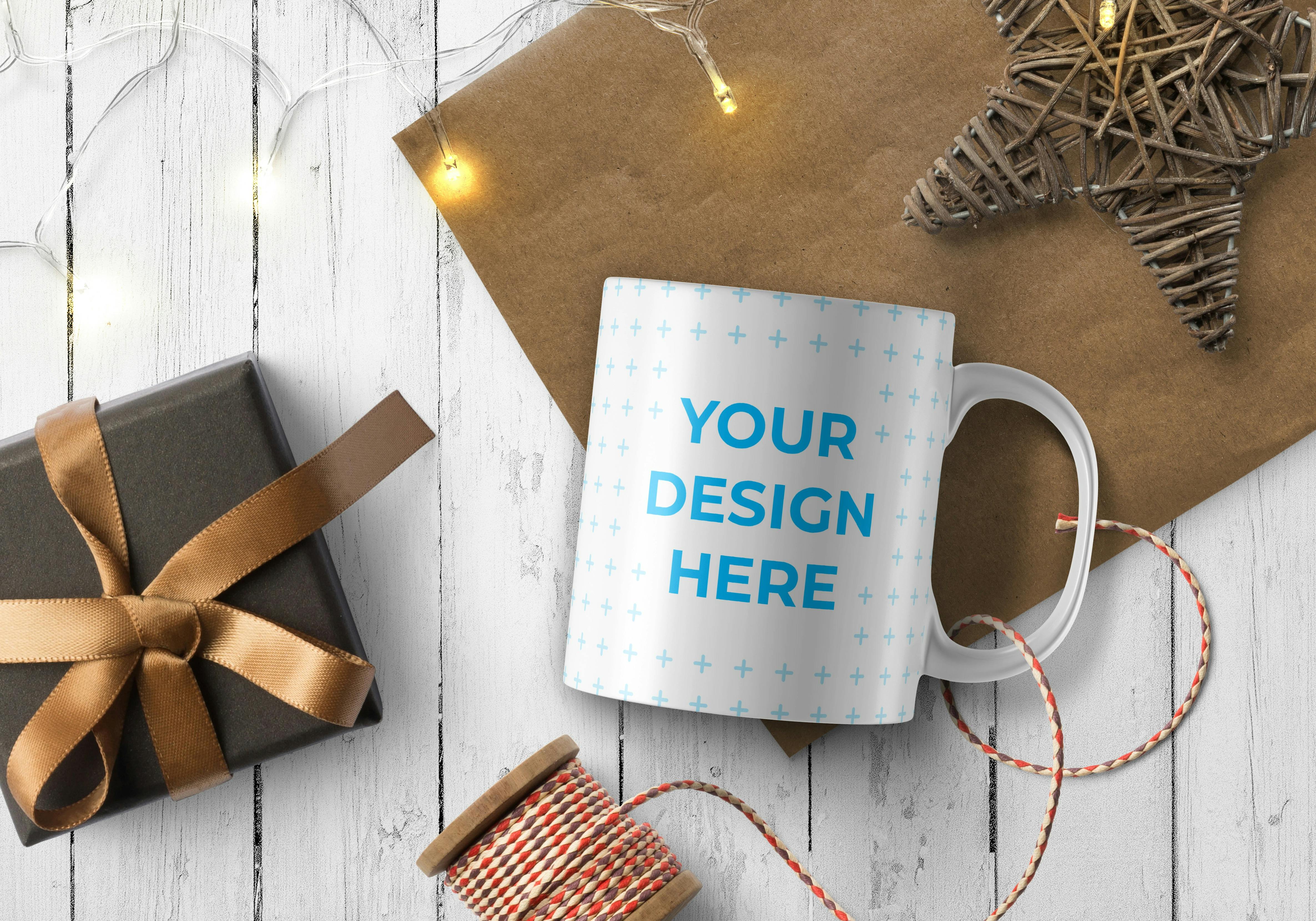 Download Free Ceramic mug full of coffee on the wooden table Mockup ...
