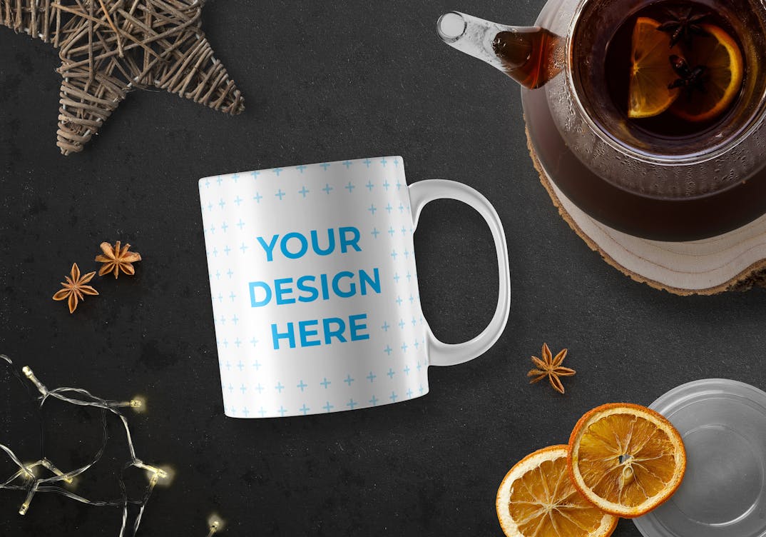 Download Free Ceramic mug full of coffee on the wooden table Mockup generator | Smartmockups